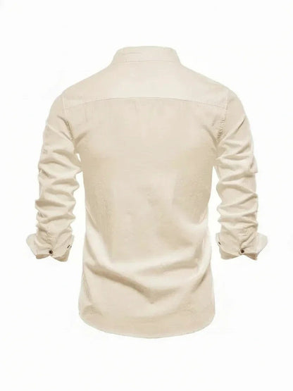 Clásica Camisa para Hombre Cuello-Mao Con-Botones Entallada