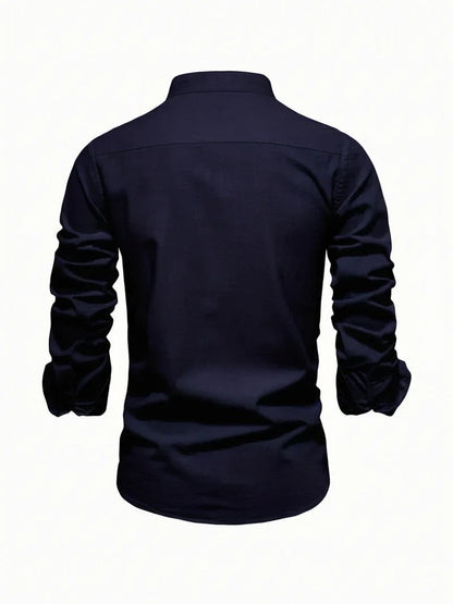 Clásica Camisa para Hombre Cuello-Mao Con-Botones Entallada