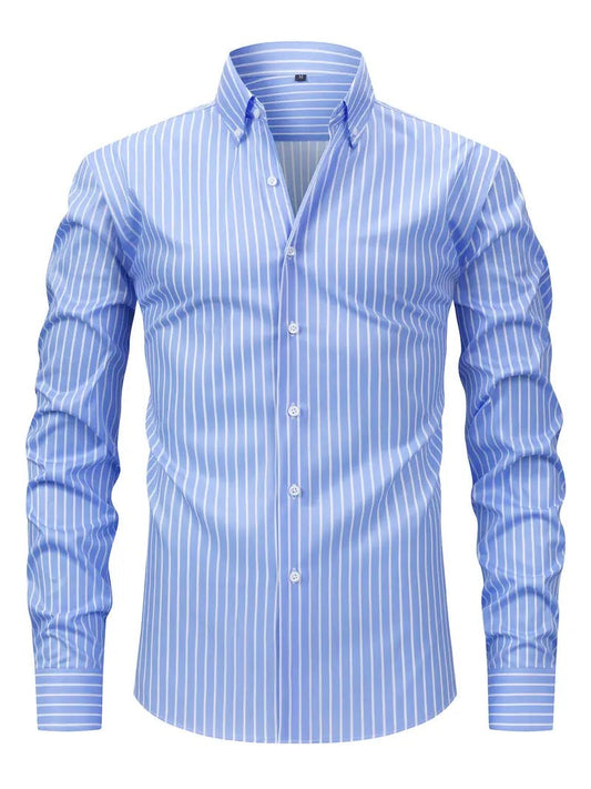 Clásica Camisa para Hombre De-Rayas Corte-Entallado Con-Botones