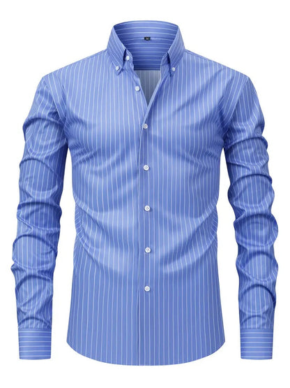Clásica Camisa para Hombre De-Rayas Corte-Entallado Con-Botones