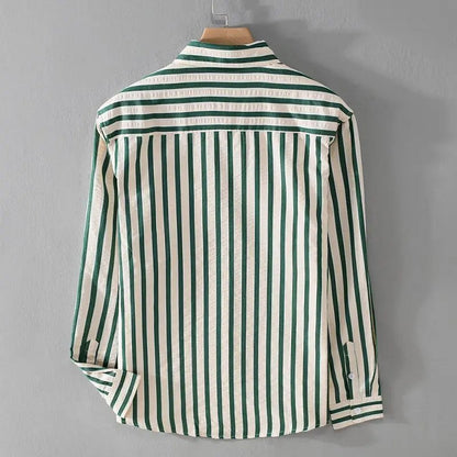 Clásica Camisa para Hombre Estampado-Rayas Con-Botones Manga-Larga