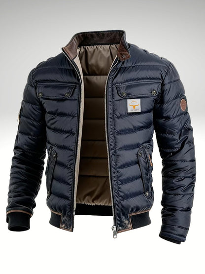 Clásica Chaqueta Acolchada para Hombre Forro-Cálido Cuello-Alto Con-Bolsillos
