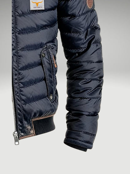Clásica Chaqueta Acolchada para Hombre Forro-Cálido Cuello-Alto Con-Bolsillos