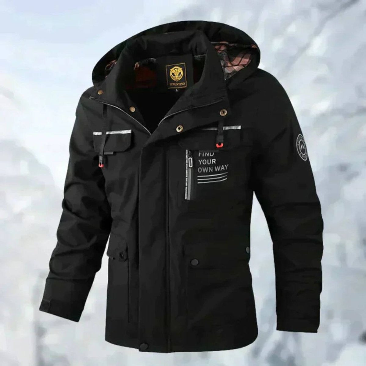 Clásica Chaqueta Acolchada para Hombre Impermeable Con-Capucha Cortavientos