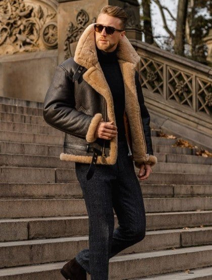 Clásica Chaqueta Aviador para Hombre Con-Cremallera Atemporal