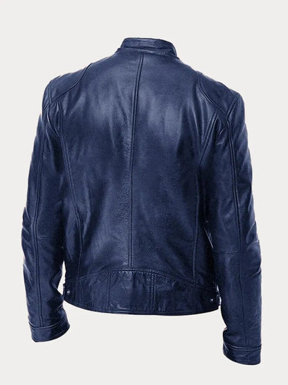 Clásica Chaqueta Biker para Hombre Cuero-Sintético Corte-Slim Con-Cremallera