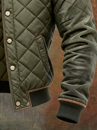 Clásica Chaqueta Bomber para Hombre Acolchada Antiarrugas Cuello-Alto