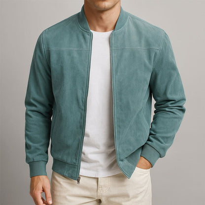 Clásica Chaqueta Bomber para Hombre Efecto-Ante Corte-Slim Con-Cremallera