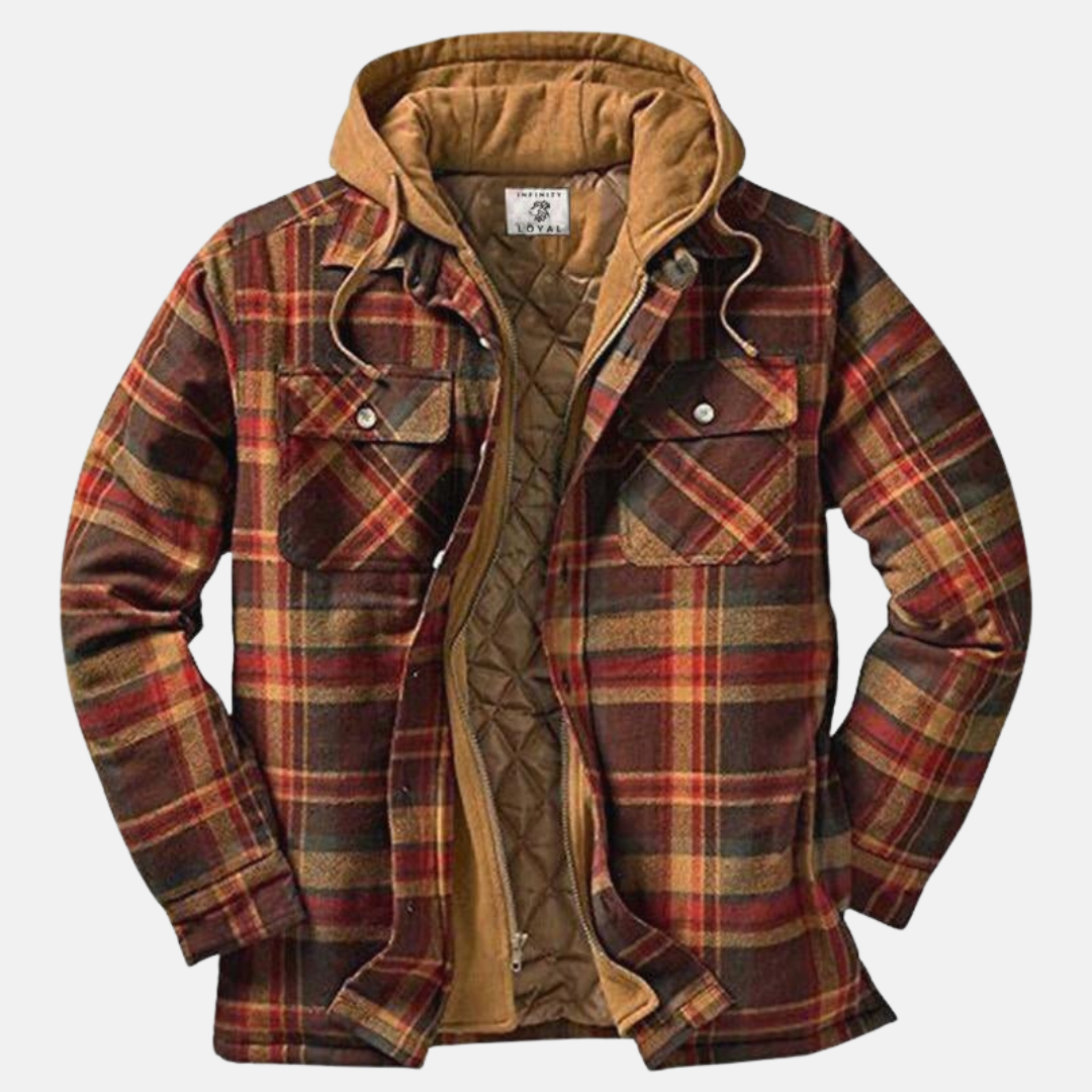 Clásica Chaqueta de Cuadros para Hombre Con-Botones Cálida