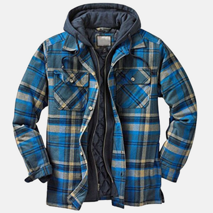 Clásica Chaqueta de Cuadros para Hombre Con-Botones Cálida