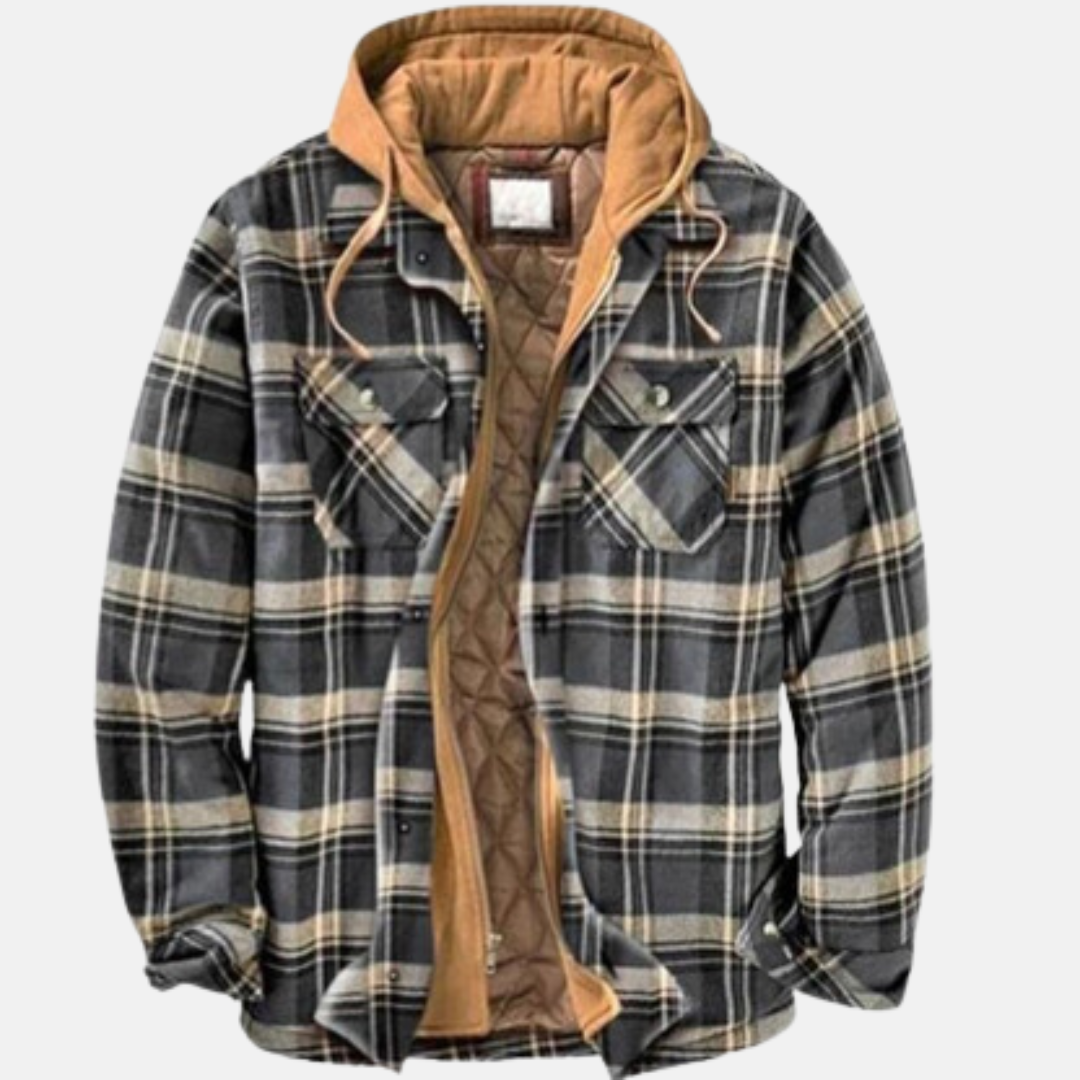 Clásica Chaqueta de Cuadros para Hombre Con-Botones Cálida