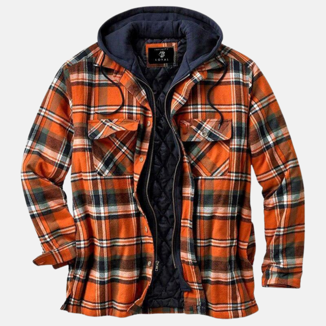 Clásica Chaqueta de Cuadros para Hombre Con-Botones Cálida