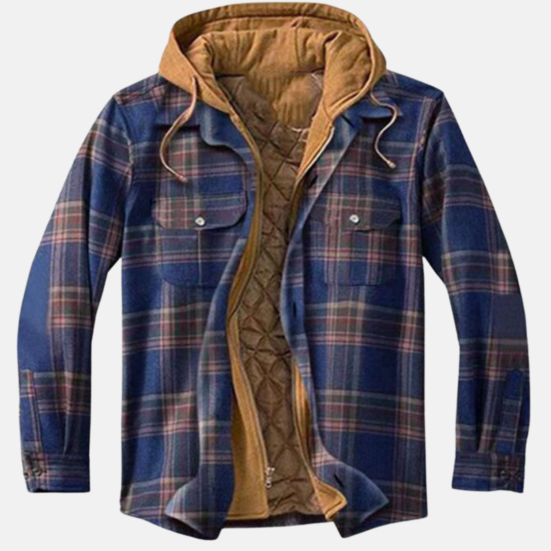 Clásica Chaqueta de Cuadros para Hombre Con-Botones Cálida