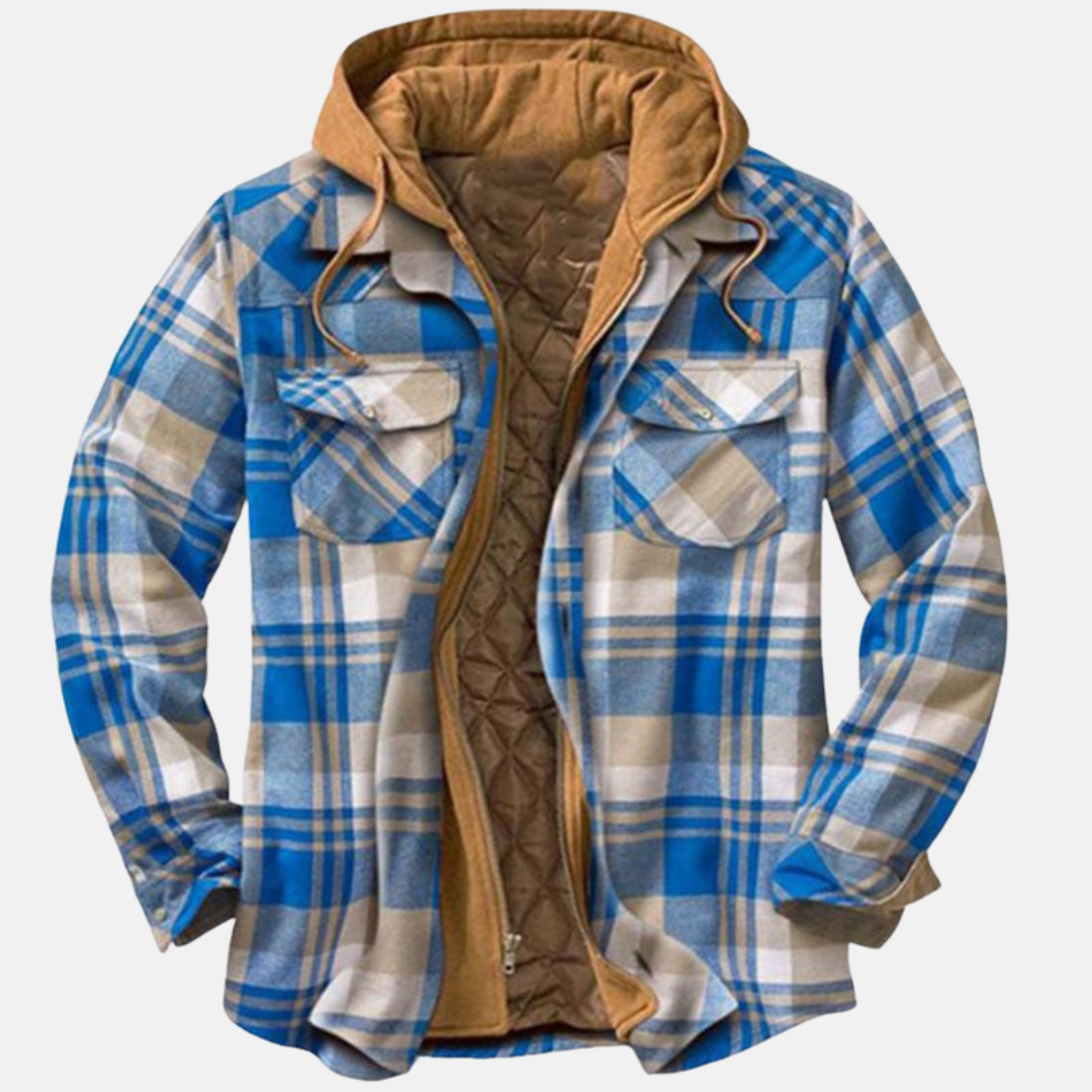 Clásica Chaqueta de Cuadros para Hombre Con-Botones Cálida