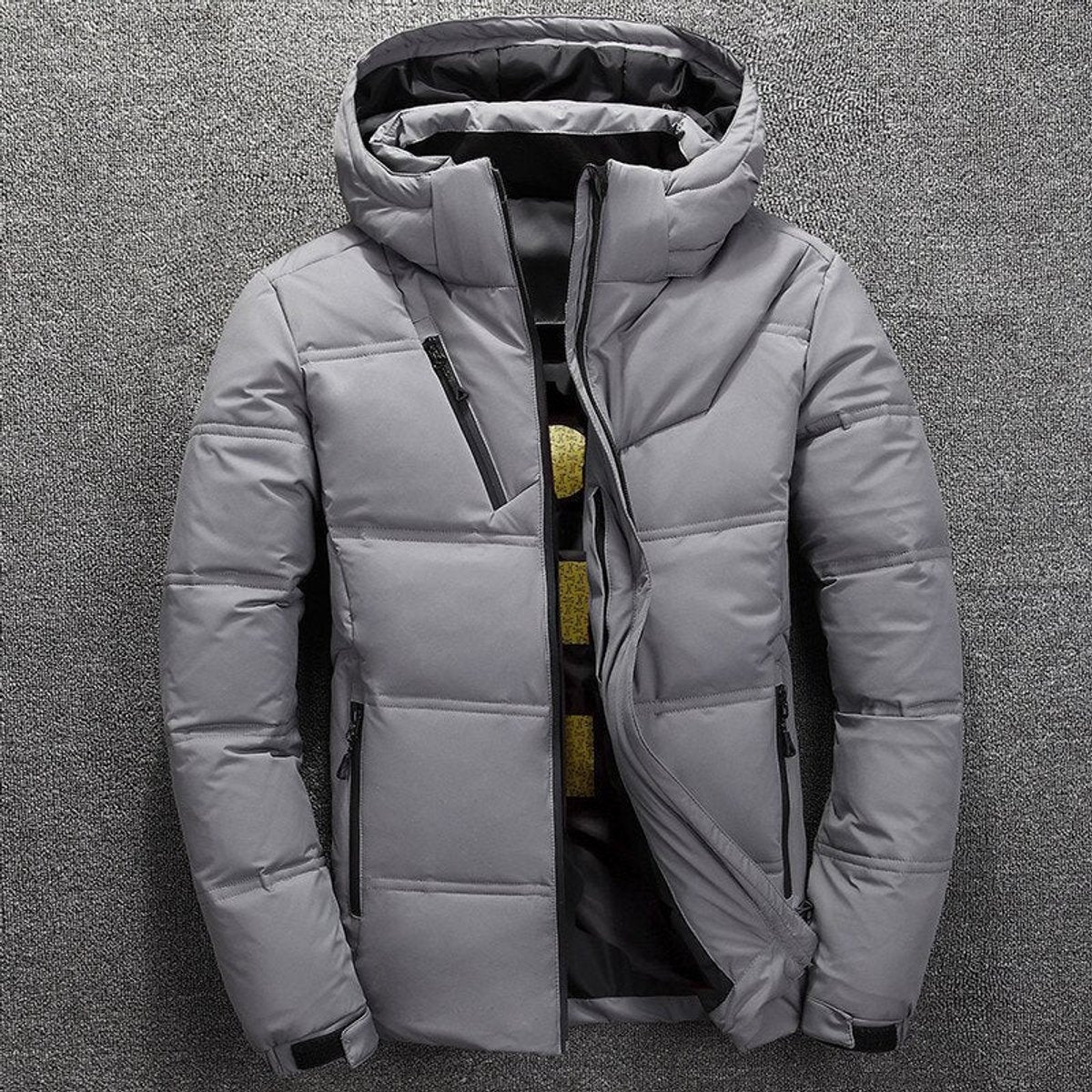 Clásica Chaqueta de Invierno para Hombre Acolchada Capucha-Desmontable Con-Bolsillos