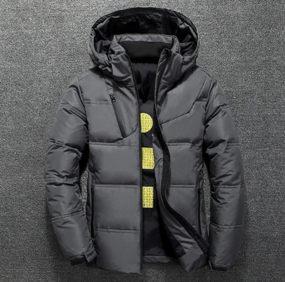 Clásica Chaqueta de Invierno para Hombre Acolchada Capucha-Desmontable Con-Bolsillos