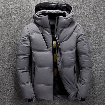 Clásica Chaqueta de Invierno para Hombre Acolchada Capucha-Desmontable Con-Bolsillos
