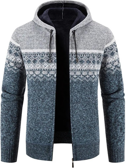 Clásica Chaqueta de Invierno para Hombre Con-Capucha Con-Cremallera Estampado-Rayas