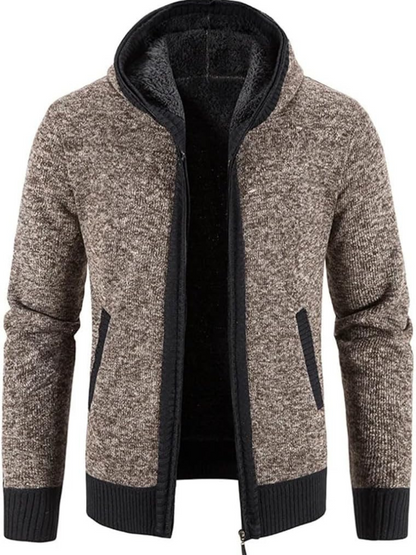 Clásica Chaqueta de Invierno para Hombre Con-Capucha Con-Cremallera Estampado-Rayas