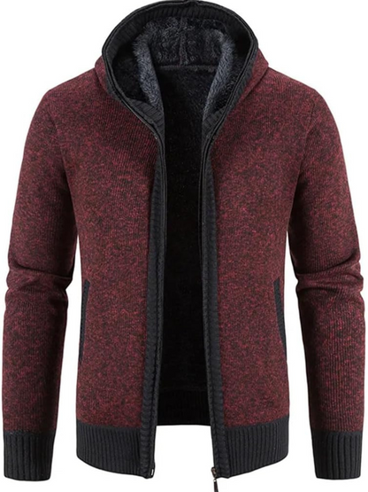Clásica Chaqueta de Invierno para Hombre Con-Capucha Con-Cremallera Estampado-Rayas