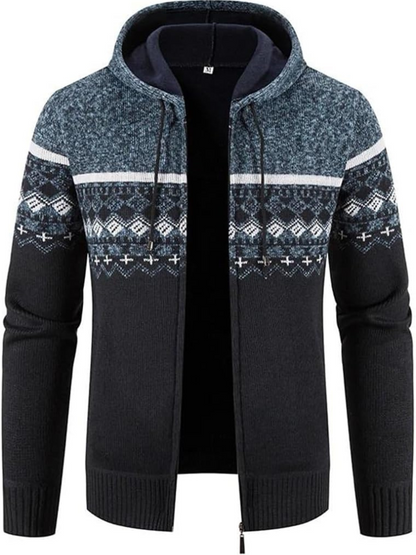 Clásica Chaqueta de Invierno para Hombre Con-Capucha Con-Cremallera Estampado-Rayas