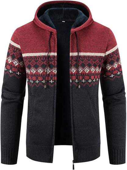 Clásica Chaqueta de Invierno para Hombre Con-Capucha Con-Cremallera Estampado-Rayas