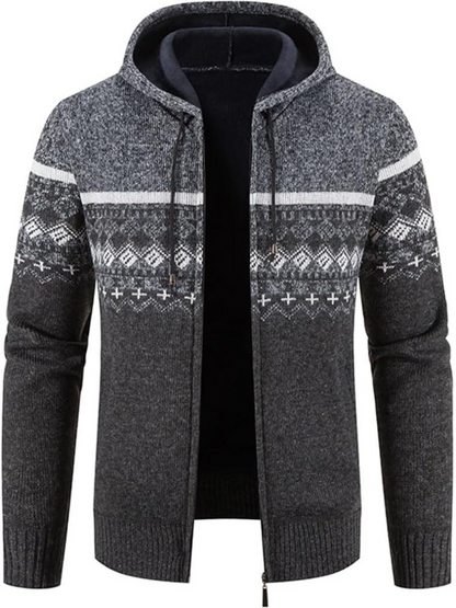 Clásica Chaqueta de Invierno para Hombre Con-Capucha Con-Cremallera Estampado-Rayas