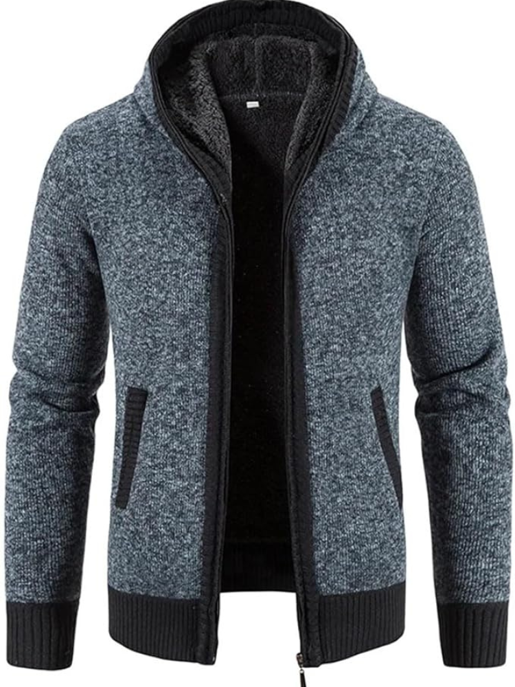 Clásica Chaqueta de Invierno para Hombre Con-Capucha Con-Cremallera Estampado-Rayas