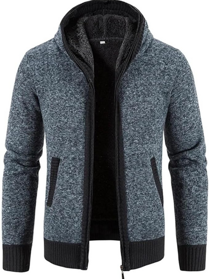 Clásica Chaqueta de Invierno para Hombre Con-Capucha Con-Cremallera Estampado-Rayas