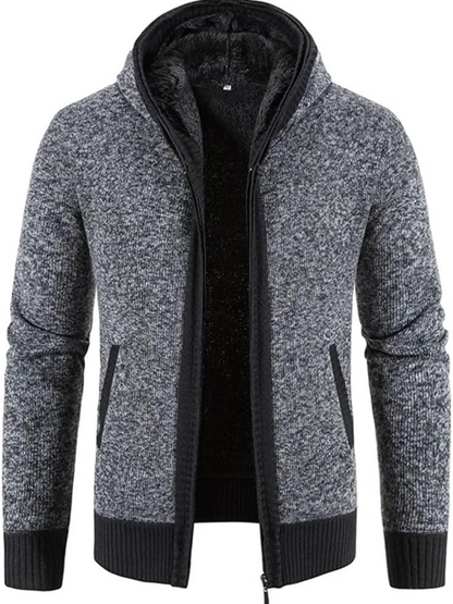 Clásica Chaqueta de Invierno para Hombre Con-Capucha Con-Cremallera Estampado-Rayas