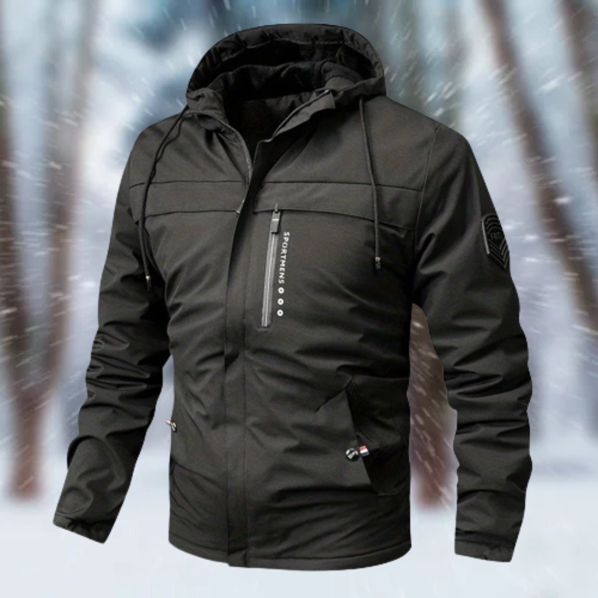 Clásica Chaqueta de Invierno para Hombre Impermeable Con-Capucha Forro-Cálido
