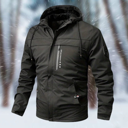 Clásica Chaqueta de Invierno para Hombre Impermeable Con-Capucha Forro-Cálido