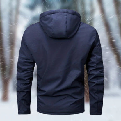 Clásica Chaqueta de Invierno para Hombre Impermeable Con-Capucha Forro-Cálido