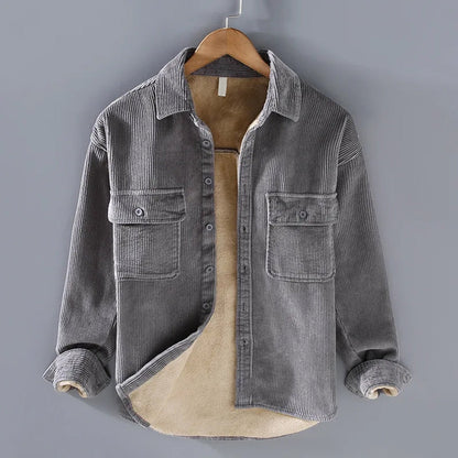 Clásica Chaqueta de Pana para Hombre Con-Botones Térmica Estilo-Otoñal