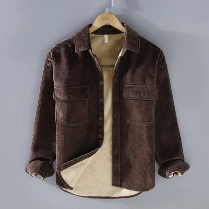Clásica Chaqueta de Pana para Hombre Con-Botones Térmica Estilo-Otoñal