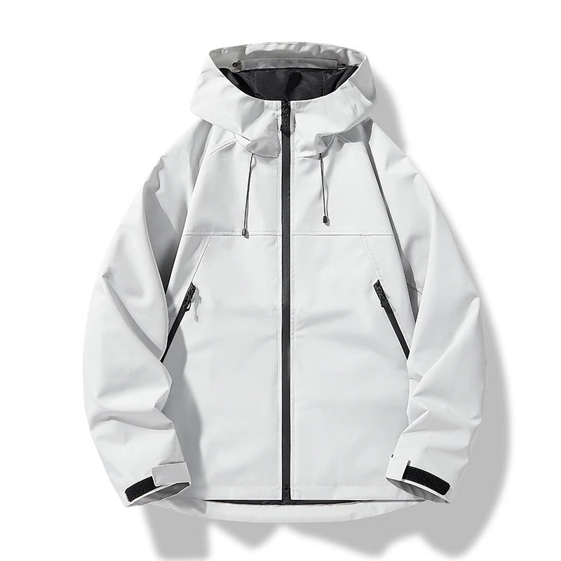 Clásica Chaqueta Impermeable para Hombre Con-Capucha Cortavientos Ligera