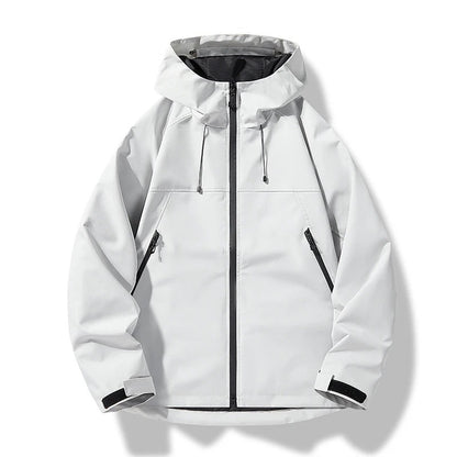 Clásica Chaqueta Impermeable para Hombre Con-Capucha Cortavientos Ligera