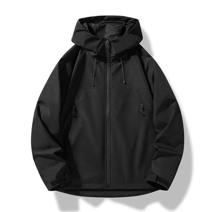 Clásica Chaqueta Impermeable para Hombre Con-Capucha Cortavientos Ligera