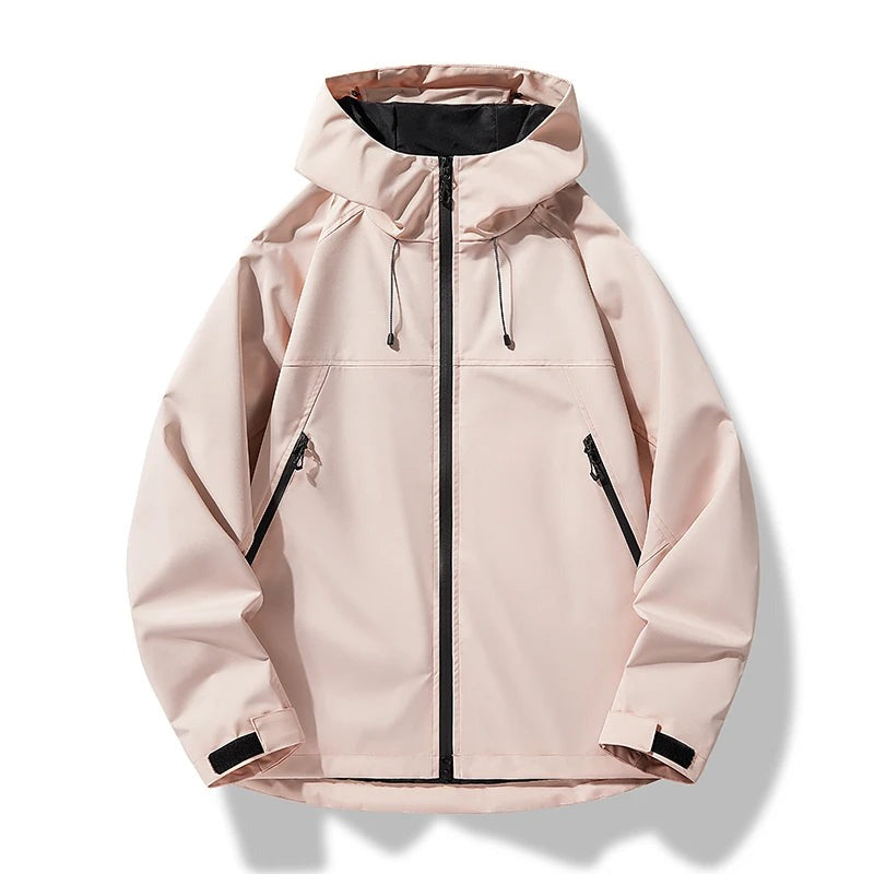 Clásica Chaqueta Impermeable para Hombre Con-Capucha Cortavientos Ligera