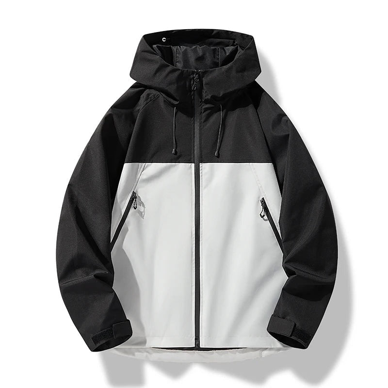 Clásica Chaqueta Impermeable para Hombre Con-Capucha Cortavientos Ligera