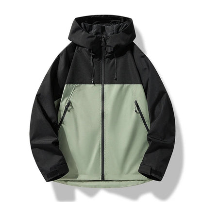 Clásica Chaqueta Impermeable para Hombre Con-Capucha Cortavientos Ligera