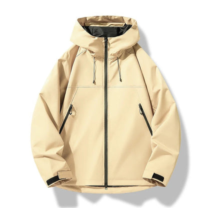 Clásica Chaqueta Impermeable para Hombre Con-Capucha Cortavientos Ligera