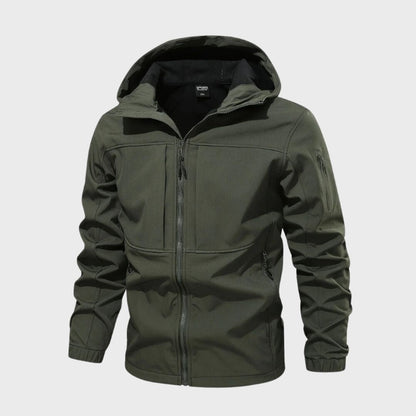 Clásica Chaqueta Softshell para Hombre Impermeable Con-Cremallera Puños-Ajustables