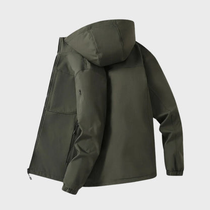 Clásica Chaqueta Softshell para Hombre Impermeable Con-Cremallera Puños-Ajustables