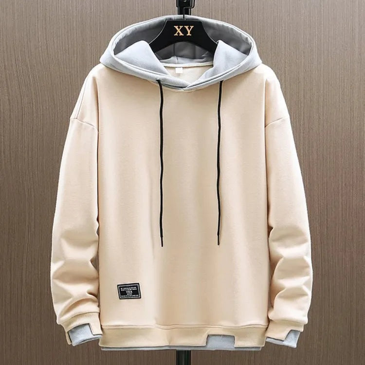 Clásica Sudadera con Capucha para Hombre Bicolor Capucha-Ajustable Tejido-Transpirable