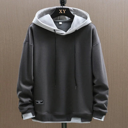 Clásica Sudadera con Capucha para Hombre Bicolor Capucha-Ajustable Tejido-Transpirable