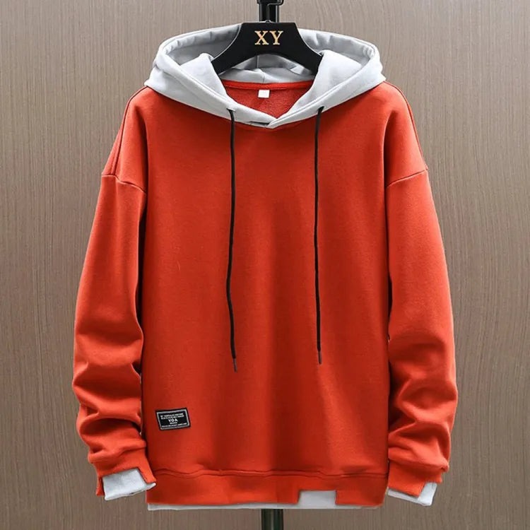 Clásica Sudadera con Capucha para Hombre Bicolor Capucha-Ajustable Tejido-Transpirable