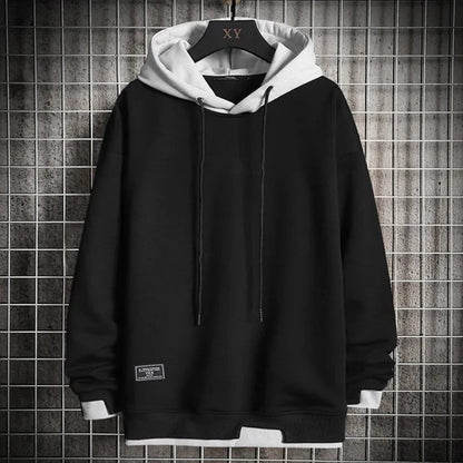 Clásica Sudadera con Capucha para Hombre Bicolor Capucha-Ajustable Tejido-Transpirable