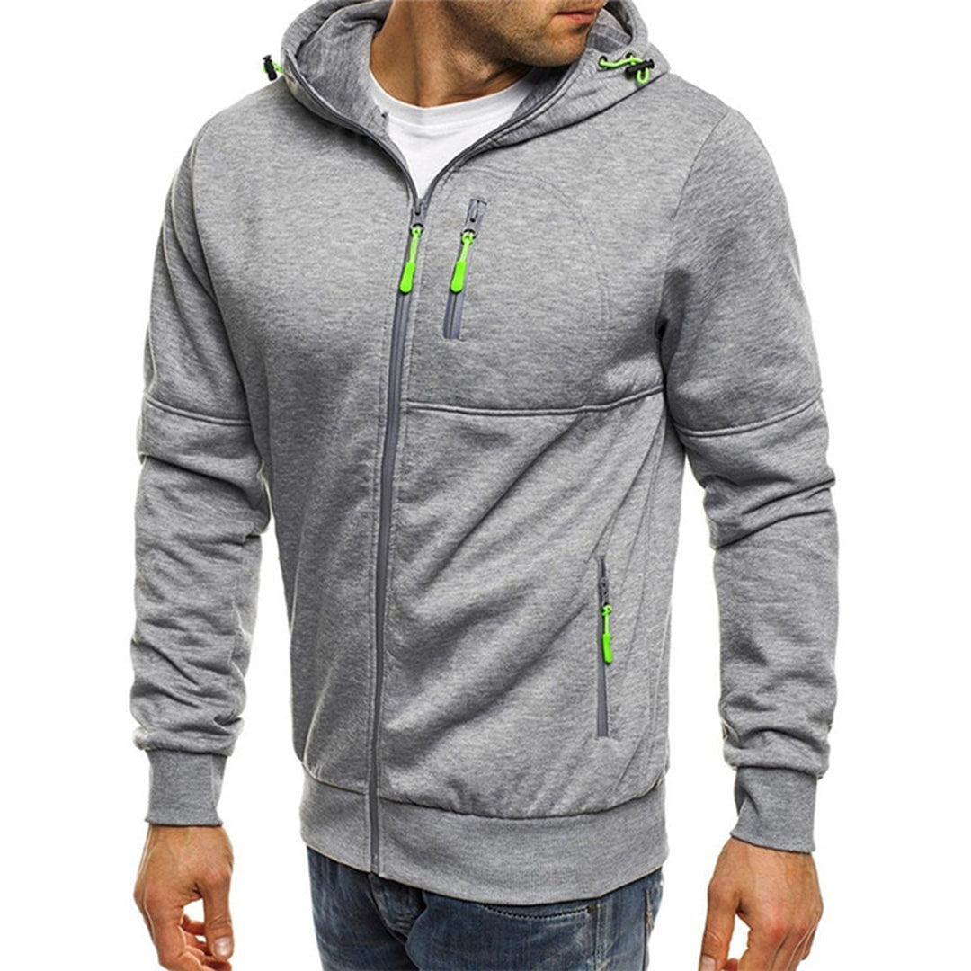 Clásica Sudadera con Capucha para Hombre Con-Cremallera Corte-Relajado Tejido-Suave