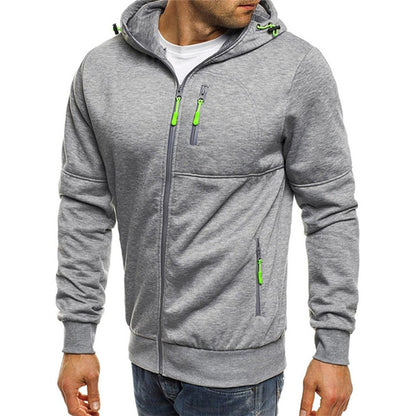 Clásica Sudadera con Capucha para Hombre Con-Cremallera Corte-Relajado Tejido-Suave